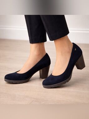 Tamaris Suede Block Heel Pumps | Size 37 | Comfort Platform Heels